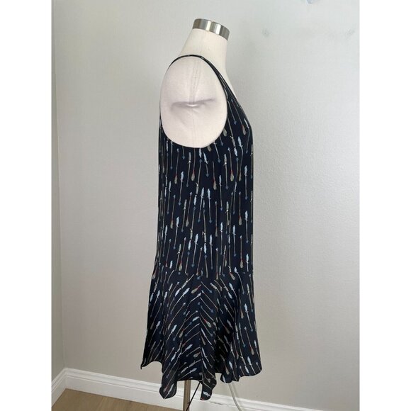 Joie Womens Small 100% Silk Arrow Print Racerback Swing Dress Sleeveless - Picture 3 of 11